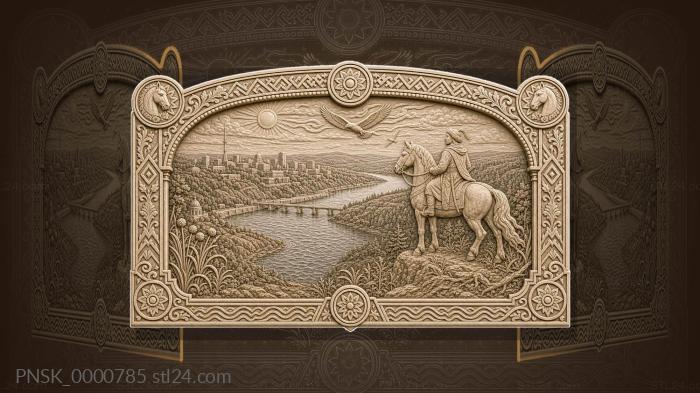 Ufa Hills - Belaya River and horseman 3d STL model