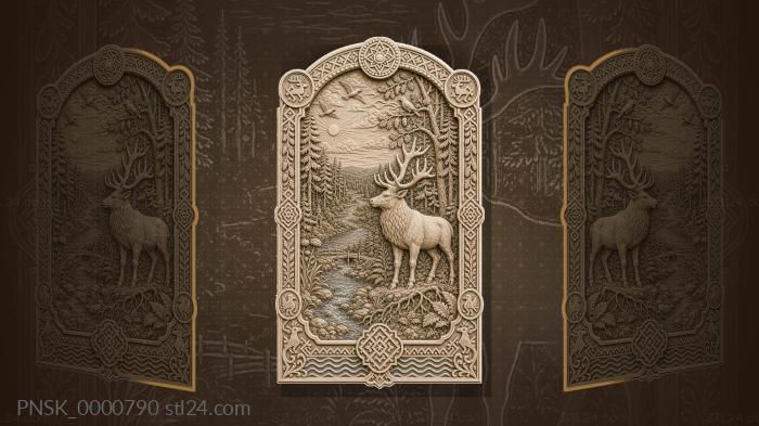 Syktyvkar forest - spruce forest and elk 3d STL model