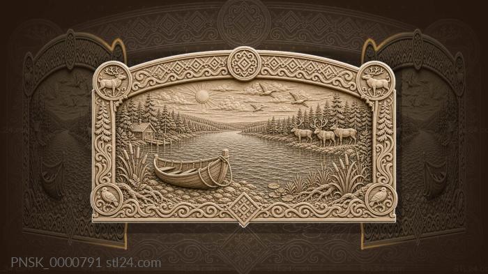 Pechora - northern river and boat 3d STL model