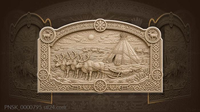 Nenets tundra - chum and deer 3d STL model