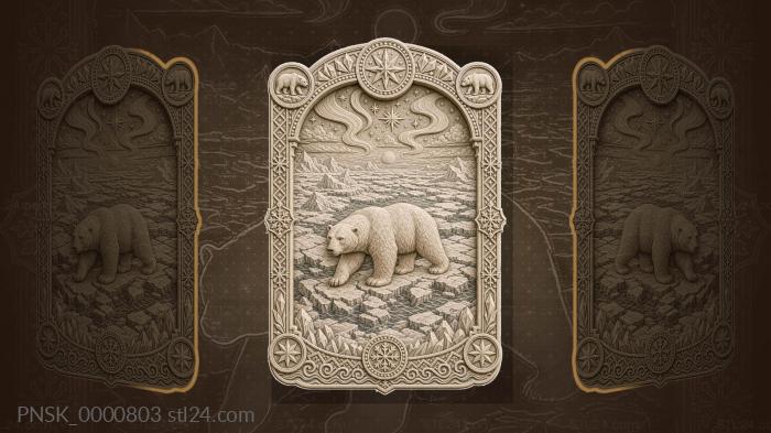 North Pole - ice and polar bear 3d STL model