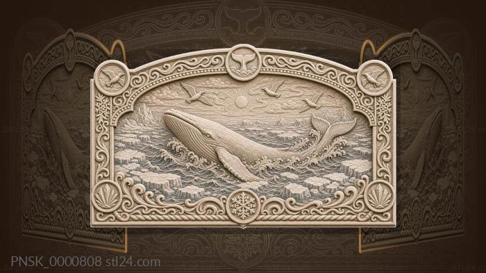 Arctic whale - whale and ice 3d STL model