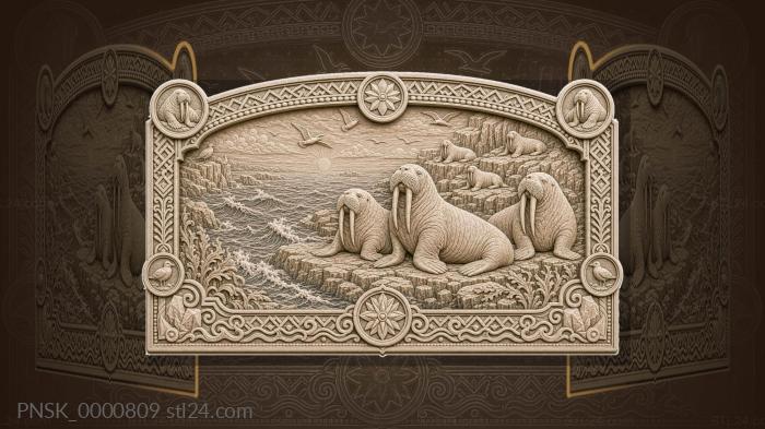 Walrus Coast - walruses and rocks 3d STL model