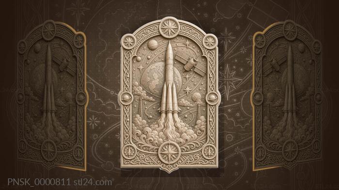 Russian space - rocket and stars 3d STL model