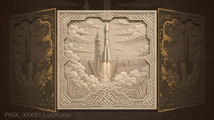 Baikonur - rocket launch and steppe 3d STL model