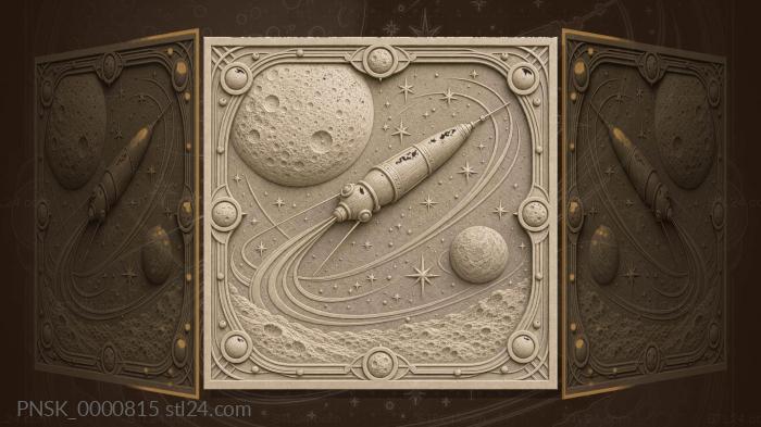 Luna-1 - Moon and rocket 3d STL model