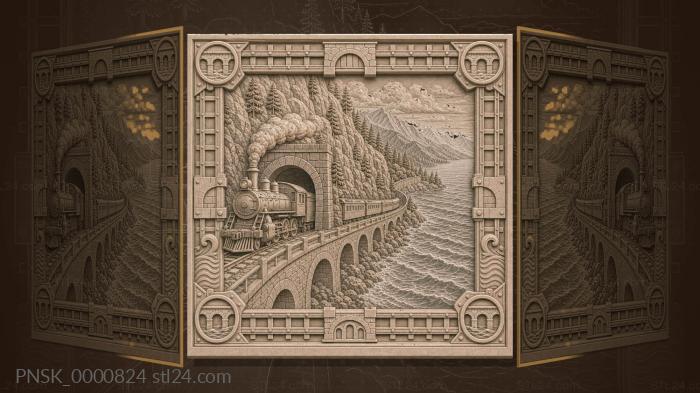 Baikal Railway - train and Baikal 3d STL model