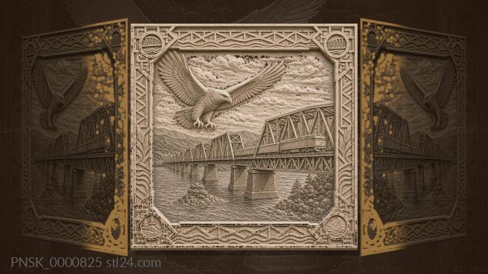Bridge over the Amur - bridge and train 3d STL model