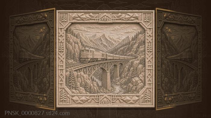 Ural Express - train and mountains 3d STL model