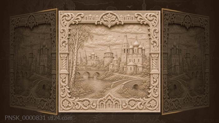 Golden Ring of Russia - ancient temples and river 3d STL model