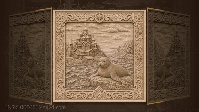 Kizhi and Baikal - wooden temple and lake 3d STL model