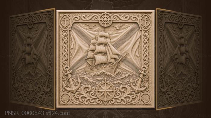 St. Andrews flag - ship and waves 3d STL model