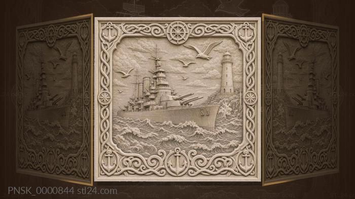Russian Navy - battleship and lighthouse 3d STL model