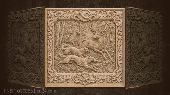 Russian hunting - greyhounds and deer 3d STL model