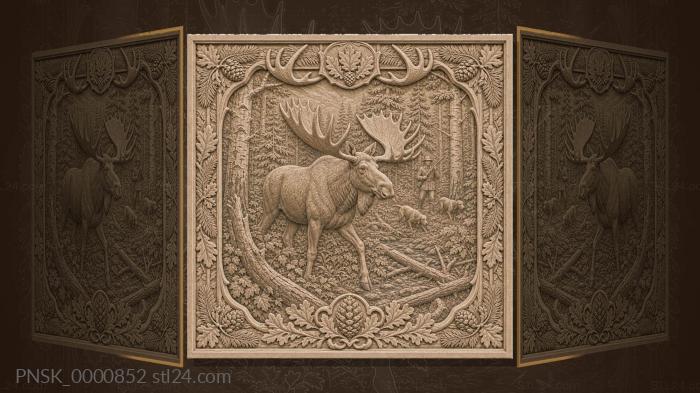 Moose Hunting - elk and forest 3d STL model