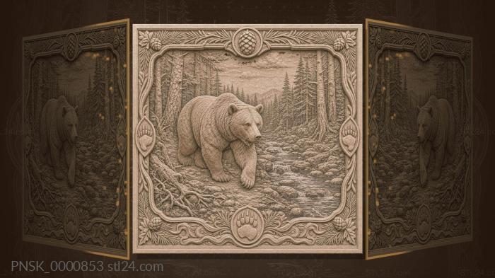 Bear Trail - bear and taiga 3d STL model