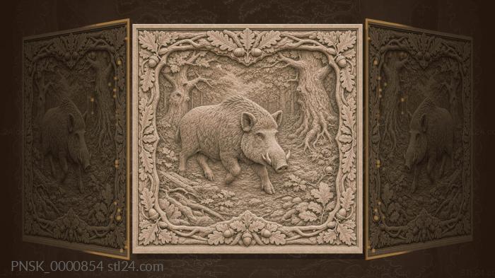 Boar oak grove - boar and oaks 3d STL model