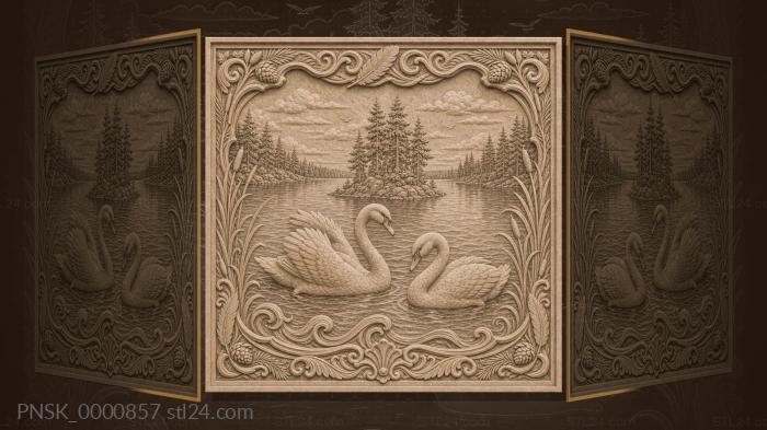 Lake District - lake and swans 3d STL model