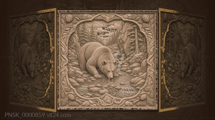 Taiga Stream - bear and water 3d STL model