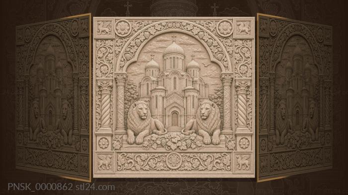White Stone Cathedral - lions and grape carvings 3d STL model