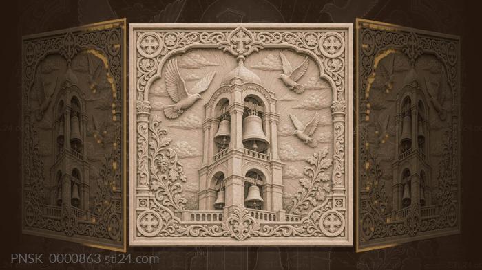 Bell Ringing - bell tower and clouds 3d STL model