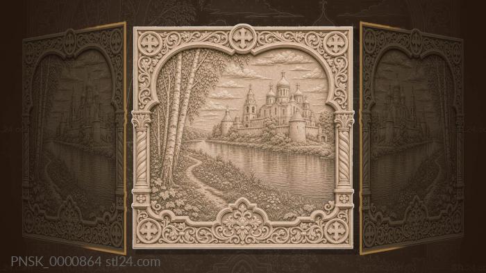 Holy Rus - monastery and birch trees 3d STL model