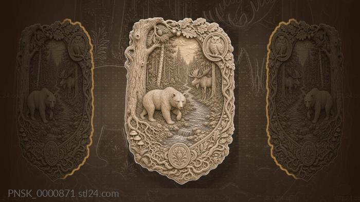 Russian Forest - bear and elk 3d STL model