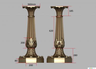 Underframe (Sculptural column, PDS_0130) 3D models for cnc