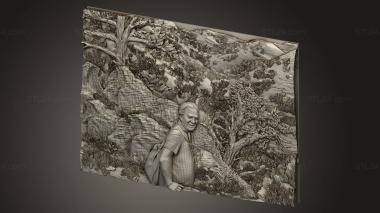 Portrait (Portrait of a bas-relief man on the background of nature, PRT_0098) 3D models for cnc