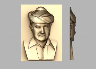 Portrait (Portrait of a man in a turban, PRT_0103) 3D models for cnc