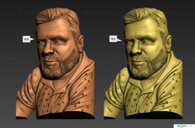 Portrait (A man with a beard, PRT_0134) 3D models for cnc