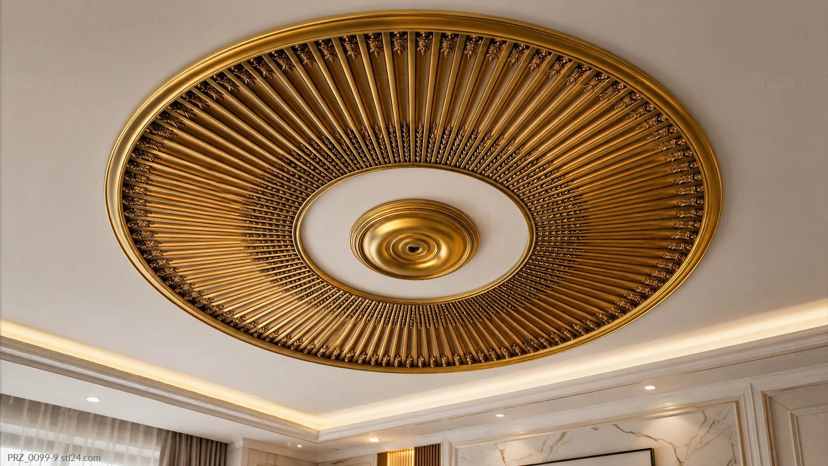 Ceiling rose - Rays of the sun, PRZ_0099-9. 3D stl model for CNC
