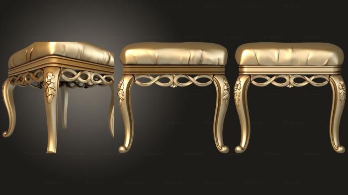 Ottoman with carved sides and cabriole legs