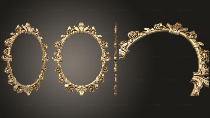 Round frame (Oval frame with roses, RK_0758) 3D models for cnc