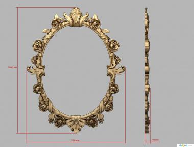 Round frame (Oval frame with roses, RK_0758) 3D models for cnc