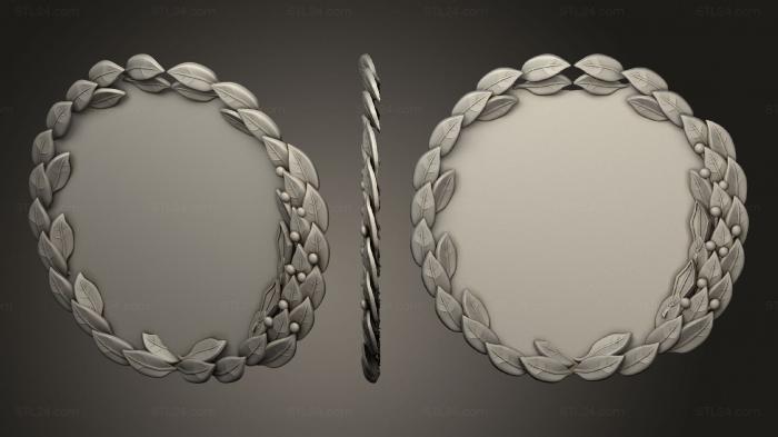 Рамы круглые (Резная рама с листьями, RK_0772) 3D модель для ЧПУ станка