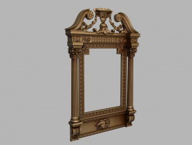 Зеркала и рамы (Рама для зеркала с вазой и ниспадающими листьями наверху, RM_1017) 3D модель для ЧПУ станка