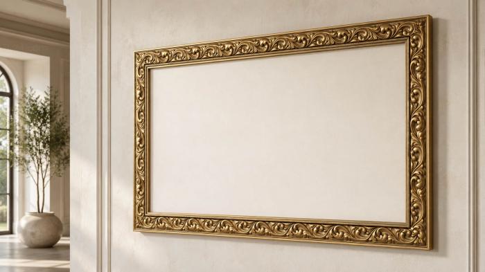 Baguette frame (Rectangular frame with volumetric plant ornament, RMB_0060-1) 3D models for cnc