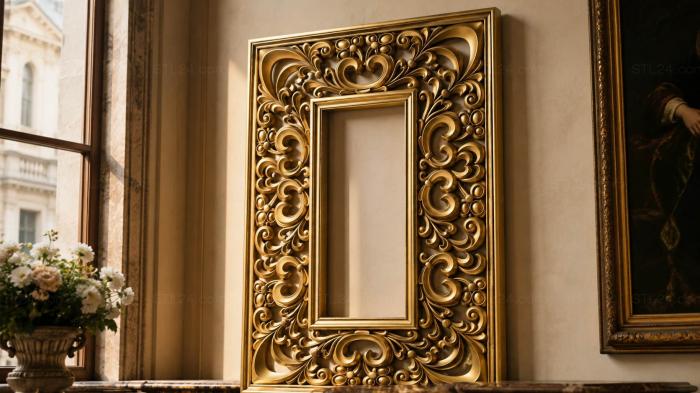 Baguette frame (Carved frame with central rectangular window, RMB_0733) 3D models for cnc