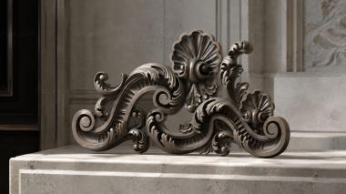 Rokayla Baroque ornamental scroll with shells 3d model