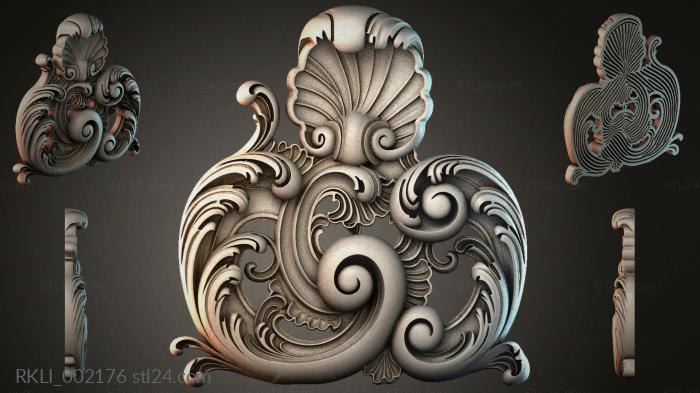Орнамент Acanthus с волютами и раковиной