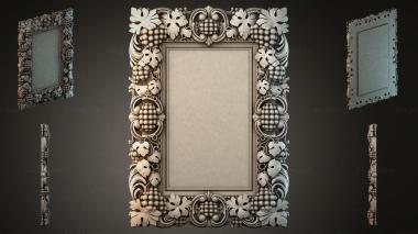 Decorative frames, framing (Carved ornamental mirror portal with a bunch of grapes and leaves, RMI_000021) 3D models for cnc