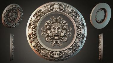 Decorative frames, framing (Medallion with a Gorgon mask and curls, RMI_000028) 3D models for cnc