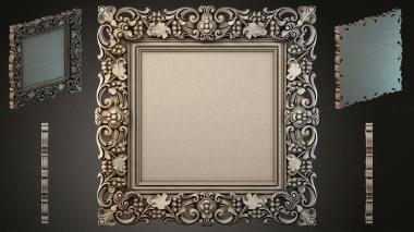 Decorative frames, framing (Ornamental frame with scrolls and grape clusters, RMI_000034) 3D models for cnc