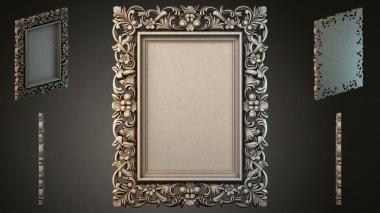 Decorative frames, framing (Carved frame with floral ornament and engraved edge, RMI_000040) 3D models for cnc