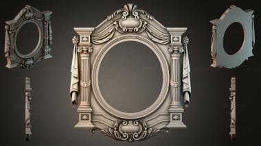 Decorative frames, framing (Classic oval frame with columns and scrolls, RMI_000041) 3D models for cnc