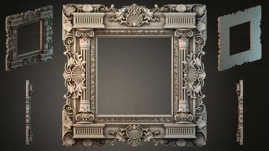 Decorative frames, framing (Classic frame with volutes and shells, RMI_000045) 3D models for cnc