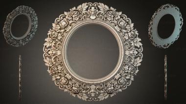 Decorative frames, framing (Round frame with floral pattern and rosettes, RMI_000052) 3D models for cnc