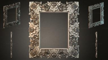 Decorative frames, framing (Mirror with roses and swirls, RMI_000064) 3D models for cnc