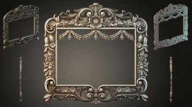 Decorative frames, framing (Carved relief frame with floral motifs and curls, RMI_000065) 3D models for cnc